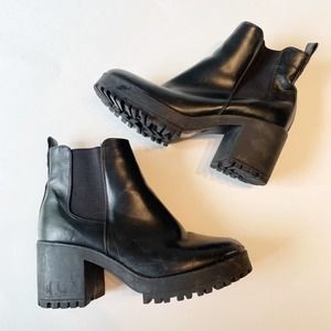 Nasty Gal Vegan Leather Chunky Chelsea Combat Boots